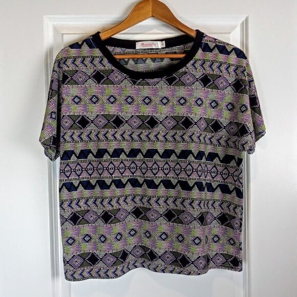 Bianco Nero Purple Blue Lime Silk Microfiber SS Top - Picture 1 of 5